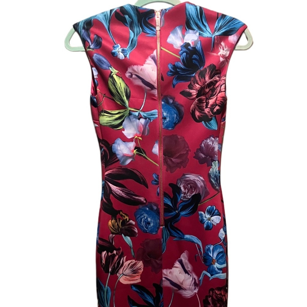 Ted Baker London Arya Pink Floral Scuba Midi Dress NWOT Size 2. - Picture 6 of 8